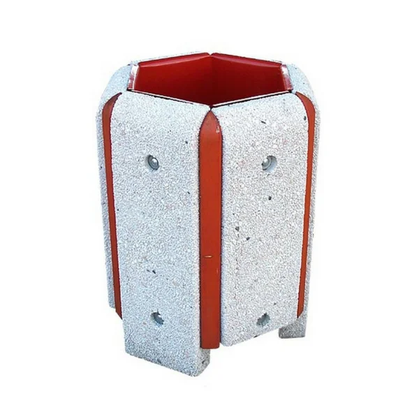 Kosz Betonowy 40L Sześciokątny z Listwami 77122 (kosze parkowe)