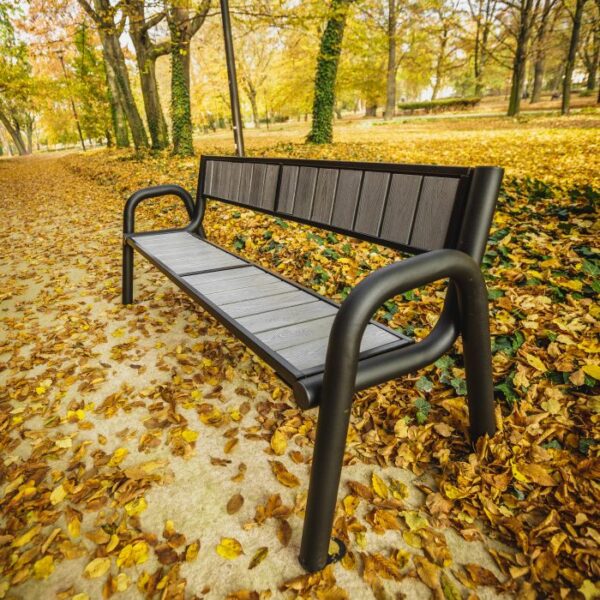 Ławka Parkowa Stalowa SPARTAN WPC z Oparciem